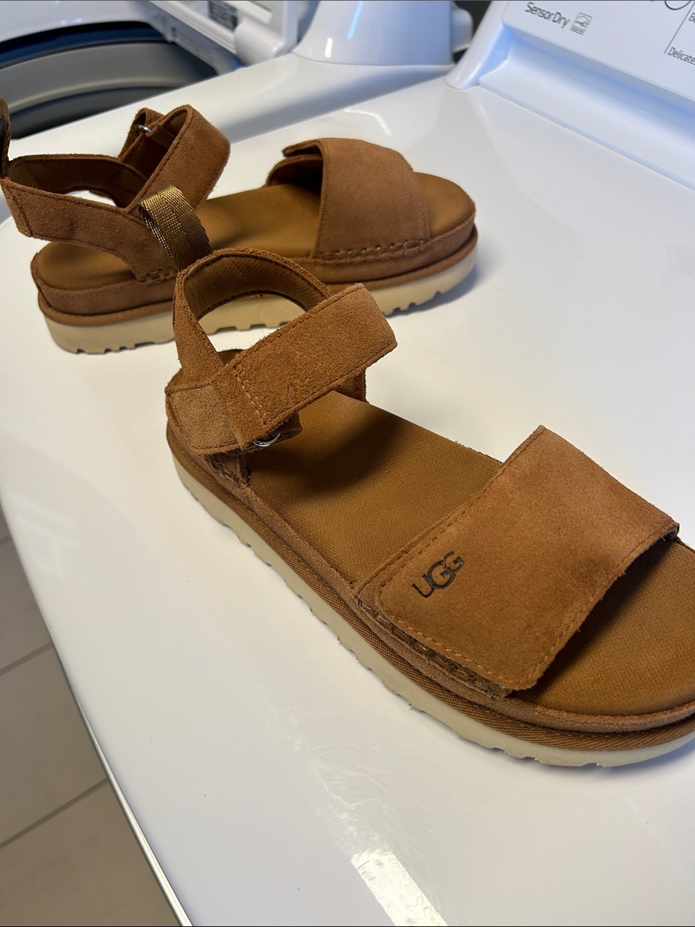 UGG women’s chestnut Suede Hook-and-Loop Sandals